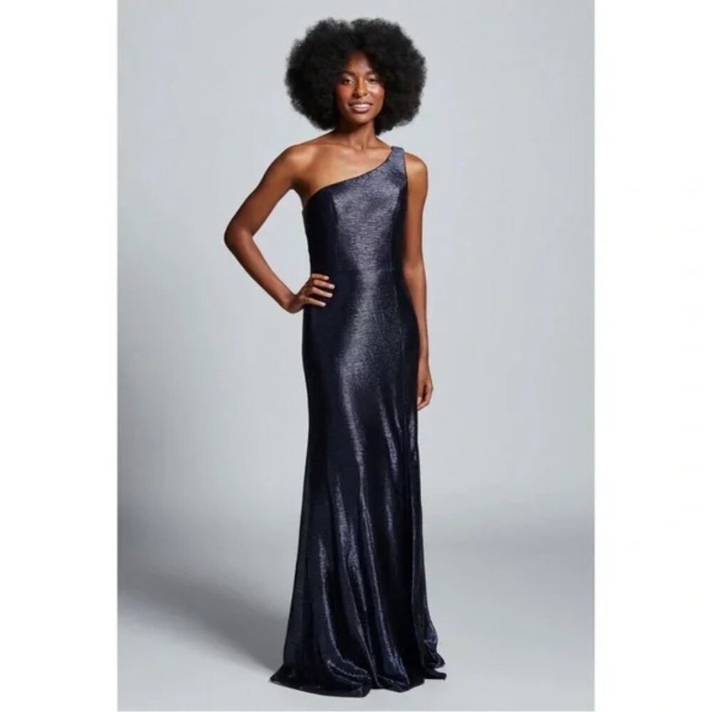 Navy One Shoulder Mother of the Bride/Groom Gown